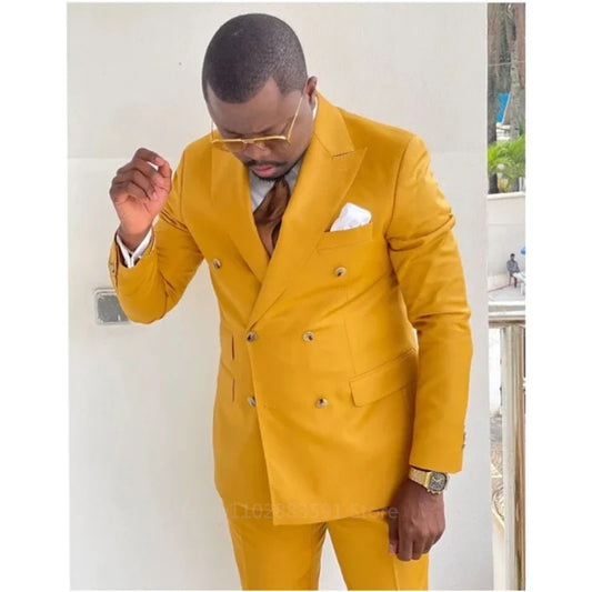 2 Pieces Formal Mens Suits Slim Fit Peaked Lapel Wedding Groom Tuxedos Terno Masculino Prom Best Man Blazer Sets Jacket+Pant