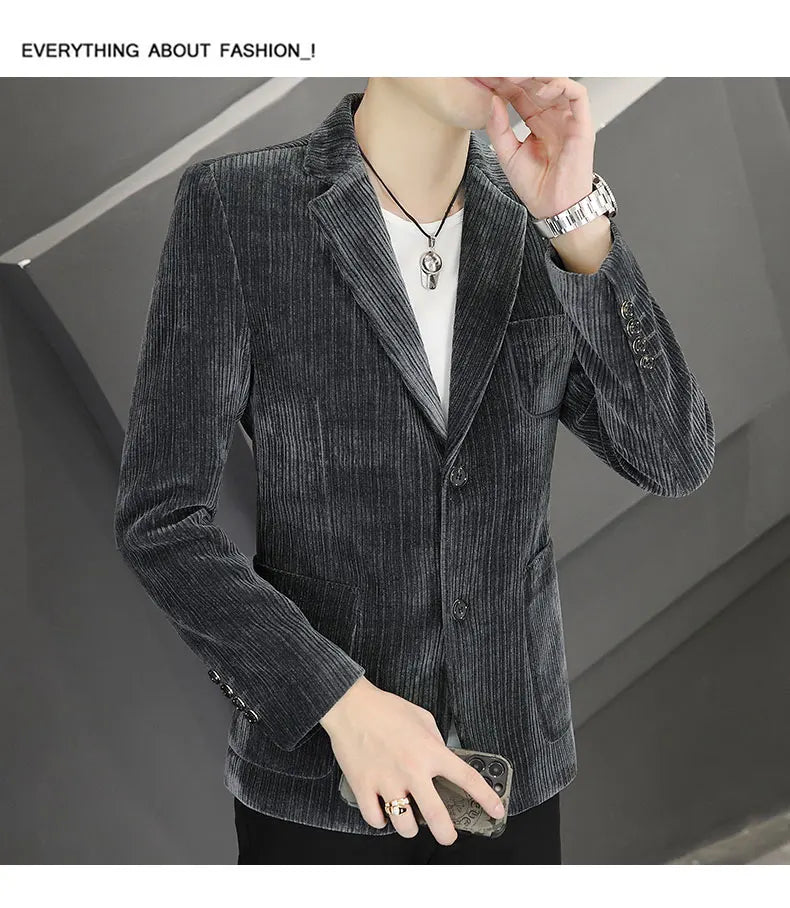 2026 Spring Autumn Corduroy Suit Jackets for Men Business Casual Blazers KoreanSlim Fit Social Office Wedding Suits Coats 4XL