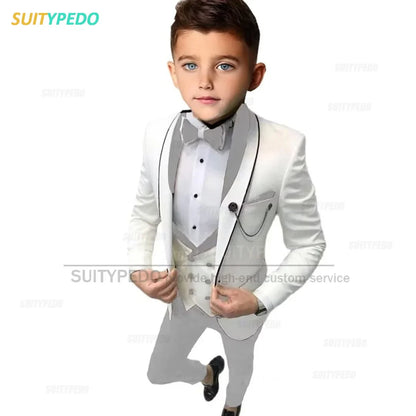 Elegant Formal Suit For Boys Performance 3 Pieces Set Wedding Prom Kids Costume Classic Children Tuxedo Outfit Blazer Vest Pants