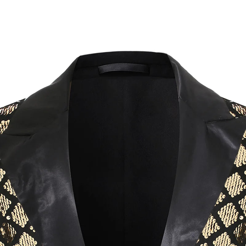 Men's Suit Jacket Autumn and Winter New High-quality Men's Polka Collar Suit Stage Banquet Hosting Party Diamond Sequin Dress