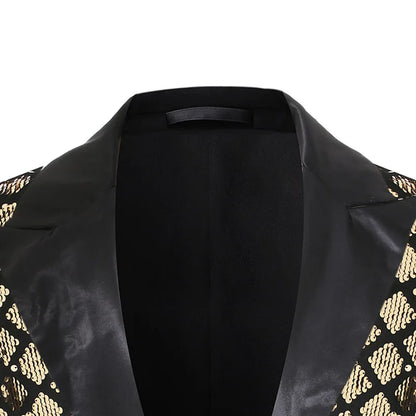 Men's Suit Jacket Autumn and Winter New High-quality Men's Polka Collar Suit Stage Banquet Hosting Party Diamond Sequin Dress