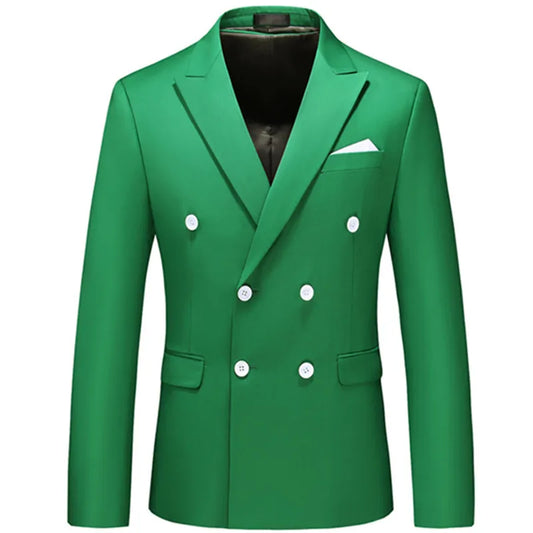 Men's Double Breasted Blazer Plus Size Slim Fit Suit Jacket for Formal and Business Occasions