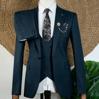 Men Suit Beige 3 Pieces Solid With Lapel For Wedding Groom Banquet Party Prom Business Work Office Daily Jacket Vest With Pants