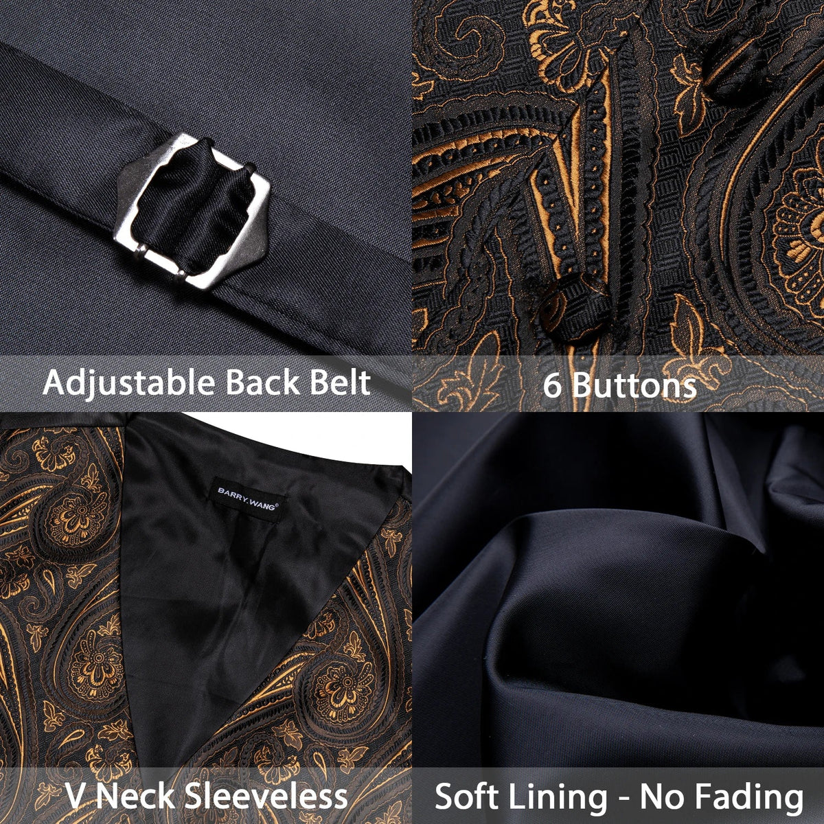 Men's Jacquard Suit Vest Set with Tie, Bow Tie, Pocket Square & Cufflinks – Wedding & Formal