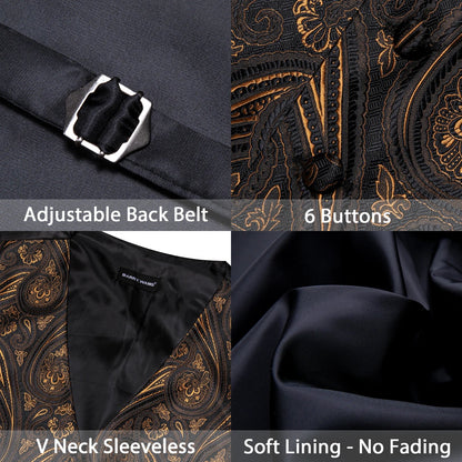 Men's Jacquard Suit Vest Set with Tie, Bow Tie, Pocket Square & Cufflinks – Wedding & Formal