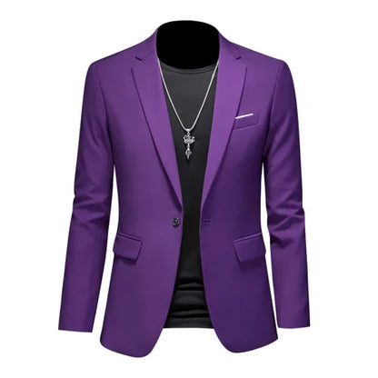 Men's Slim Fit Single-Breasted Blazer for Business Casual and Wedding Occasions