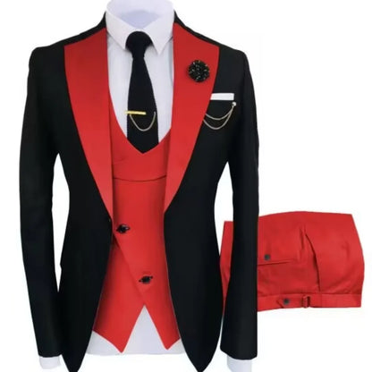 Men's Three-Piece Suit Single Breasted Straight Fit for Business and Formal Occasions