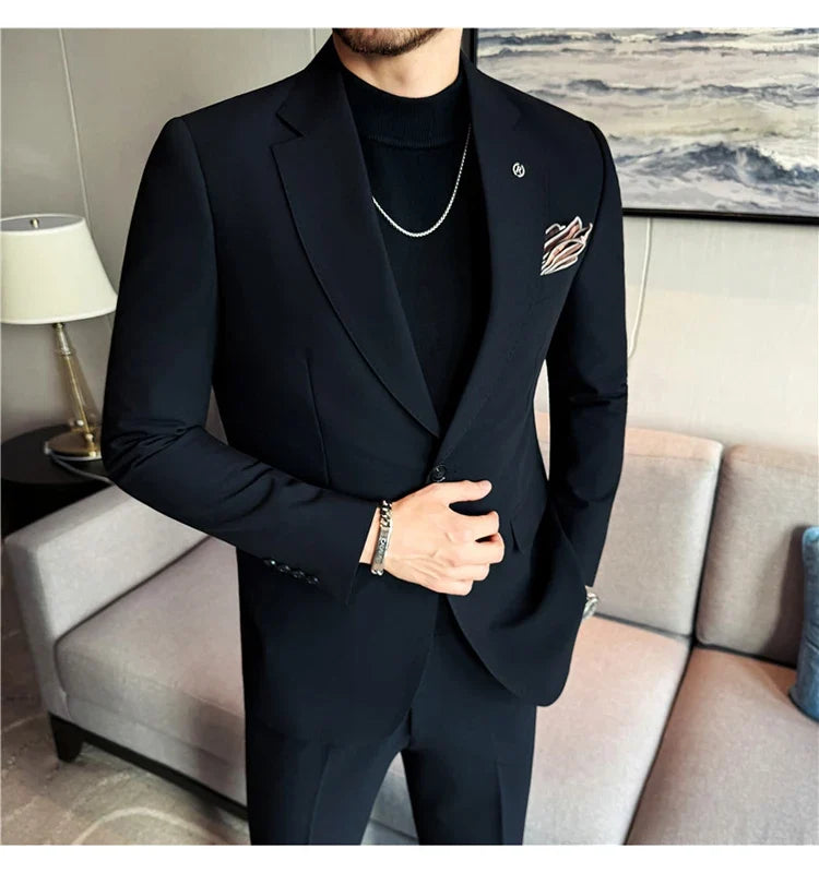 High Quality Suit Set for Men 2 Pieces (Blazer+Trouser) Office Work Party Prom Wedding Groom Business Formal Casual Suits M-5xl