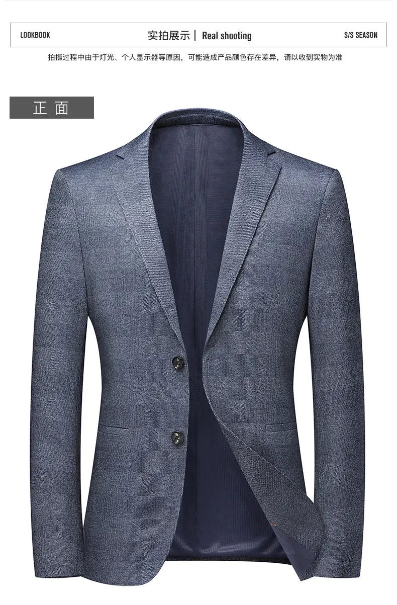 Blazer's New Men's Fashionable Business Wedding Banquet Casual Hosting Dress Showcases A High-end Middle-aged Gentleman Blazer