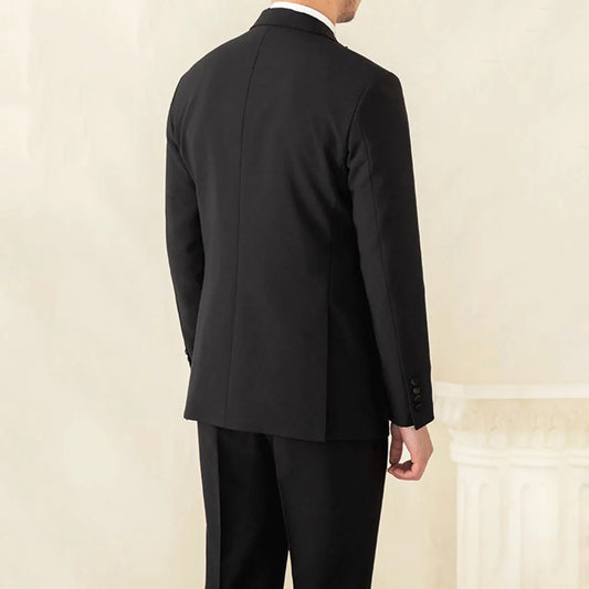Men Suit 2 Pieces Black With Bright Lapel Single Button For Wedding Banquet Birthday Party Business Work Office Jacket Pants
