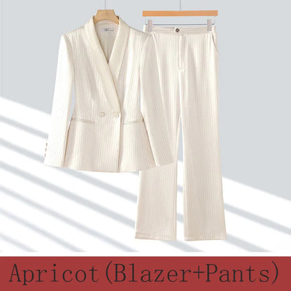 Office Ladies Formal Pant Suit 2 Piece Set Women Ebony Black Female Long Sleeve Business Work Wear Blazer Jacket And Trouser