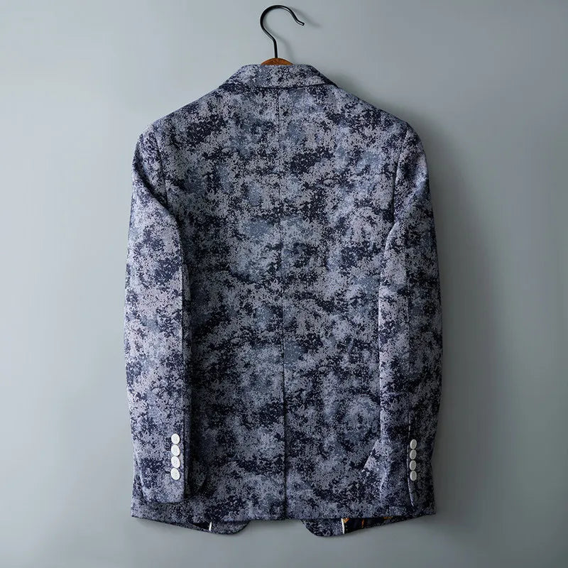 Men's Floral Jacquard Blazer Slim Suit Jacket Male Business Casual Coat Fashion Men Wedding Party Tuxedo Dress Blazers  Fit Tops