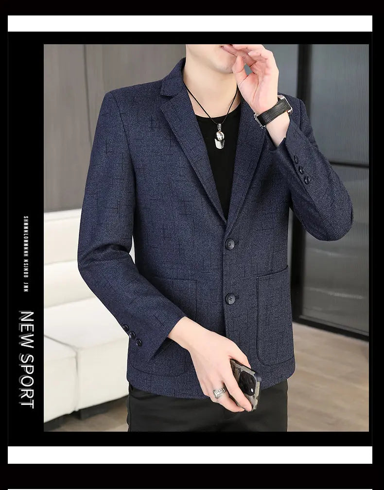 Blazer Men's Fashion Business Outdoor Travel Solid Color Trendy Wedding Youth Slimming Versatile Casual High Formal Wear Blazer