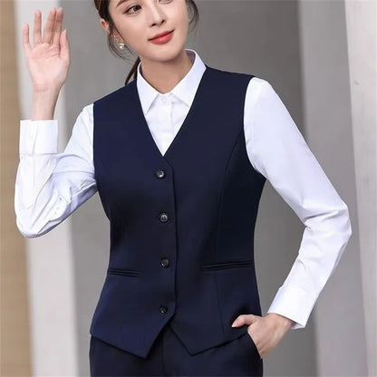 Korean 2026 Spring New Women's Blazer High End Casual Vest Waistcoat Female Professional Vest V-neck Sleeveless Short Jacket