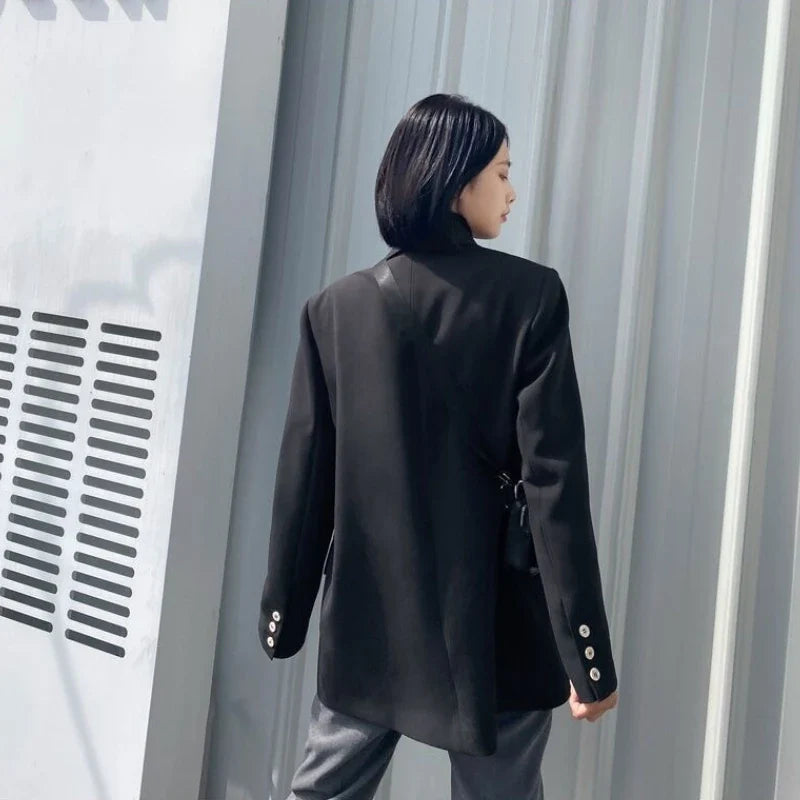 2025 Spring Autumn New Women's Korean Style Vintage Street Blazer Loose Double Breasted Cool Casual Premium Student Jacket