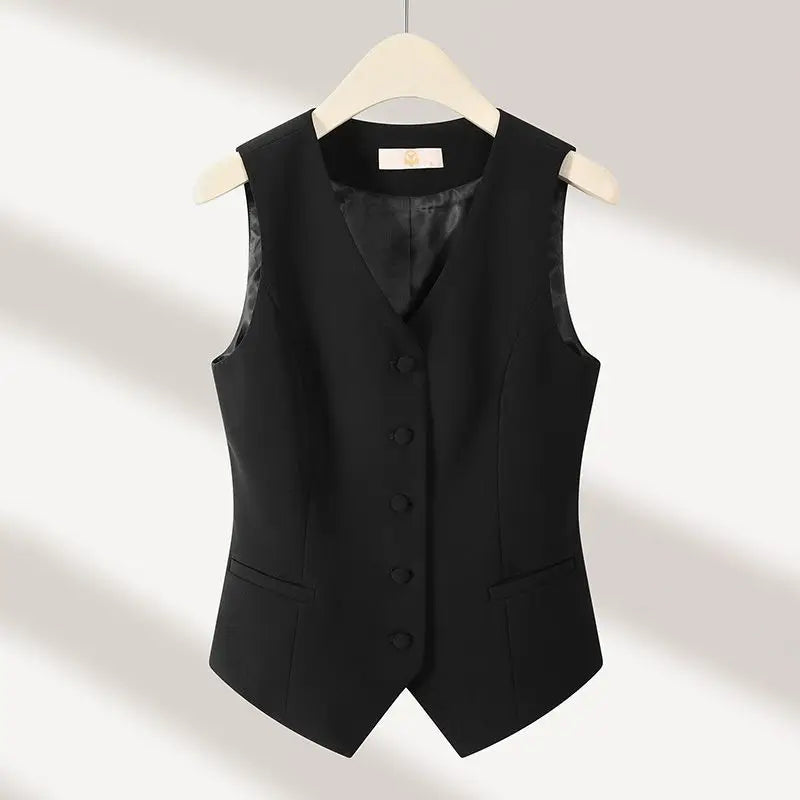 Women's Suits Vest 2026 New Spring Summer Temperament Slim Retro Thin Waistcoat Black Short Sleeveless Blazers Coat And Tops