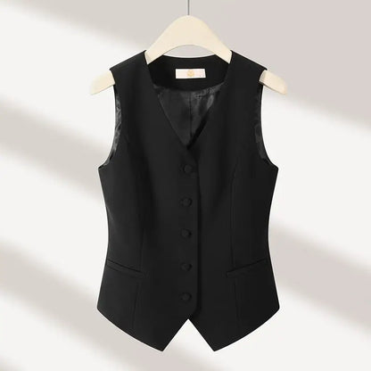 Women's Suits Vest 2026 New Spring Summer Temperament Slim Retro Thin Waistcoat Black Short Sleeveless Blazers Coat And Tops