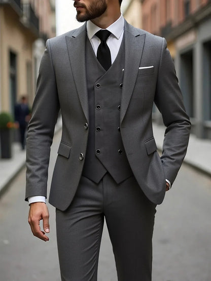 Classic Wedding Tuxedos Slim Fit Bridegroom For Men 3 Pieces Groomsmen Suit Male Formal Business Men Suits(Jacket+Vest+Pants）
