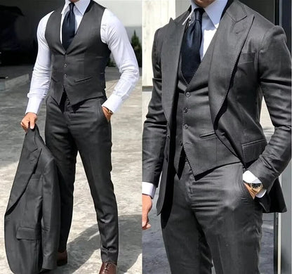 Costumes de mariage élégants, coupe ajustée pour marié, 3 pièces, costume de garçons d'honneur, veste, gilet, pantalon formel pour homme, pas cher.