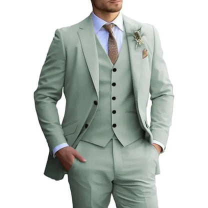 Customized Tuxedo Elegant Suit For Men 3 Piece Blazer Vest And Pant Set Notched Lapel High Quality Suit For Men Wedding suits