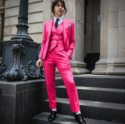 Powerful Black Women 3 Piece Suit Classic Single Breasted Jacket Vest Pants Set Elegant Office Business Formal Lady Outerwears