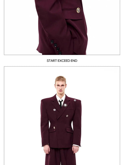 Luxury Temperament Niche Three-dimensional Patchwork Blazer Coat Men's 2025 Autumn Original Shoulder Pad Clothes JY4547