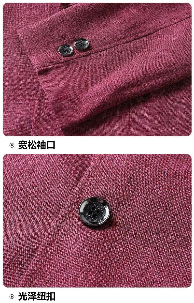 30% Linen Blazer - Men's Fashionally Fit Business Formal Wedding Gentleman's Cool Silk Lightweight Breathable Casual Blazer