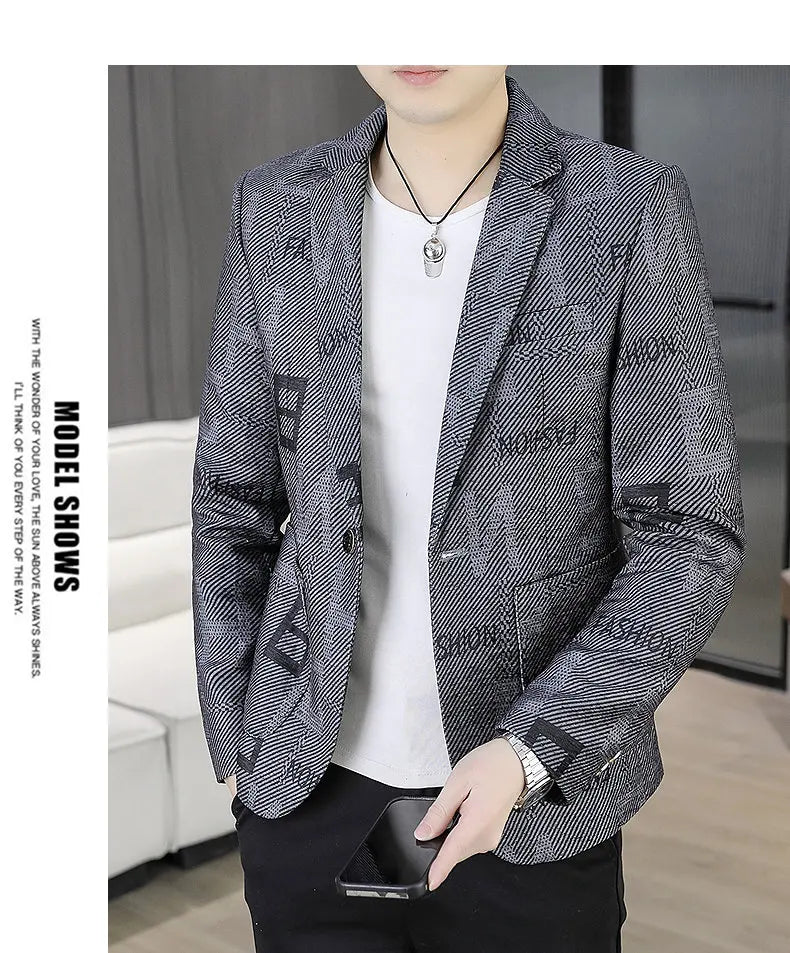 Blazer Men's Fashion Outdoor Travel Gentleman Wedding Slimming Business Versatile Trendy Casual Korean-style Formal Wear Blazer