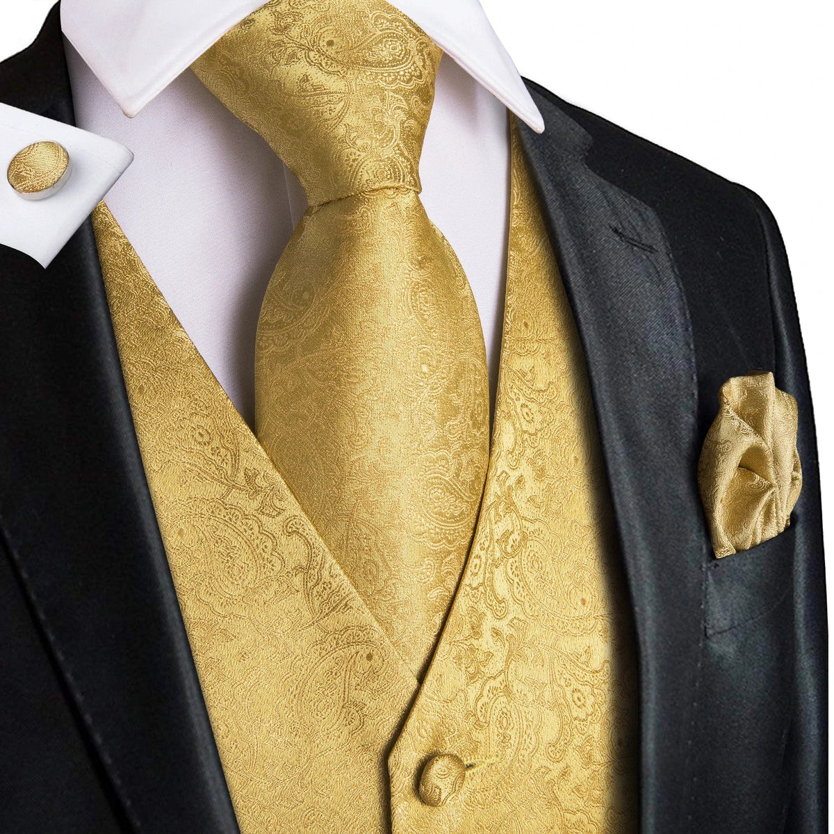 Men's Floral Paisley Vest and Tie Set – Formal Waistcoat with Necktie and Pocket Square for Weddings and Business Events
