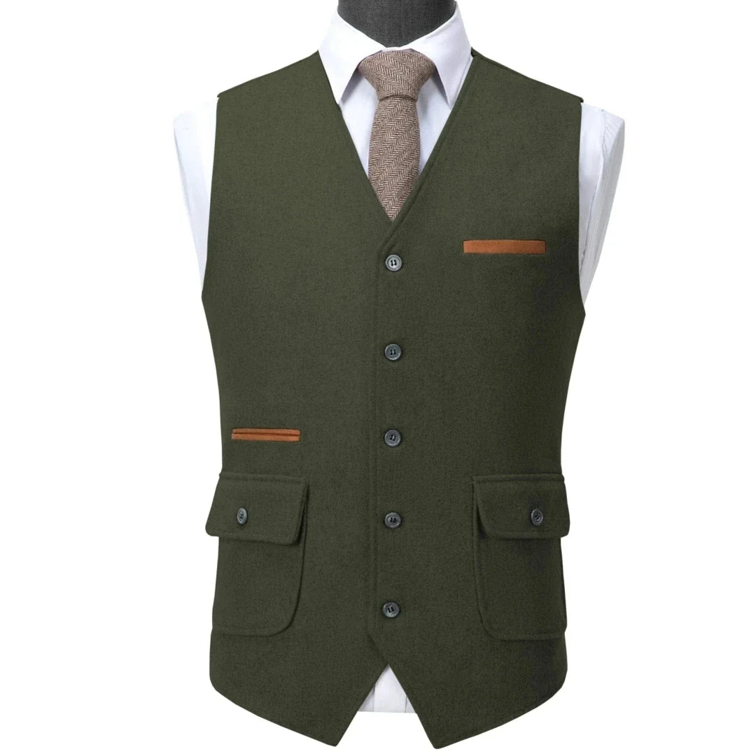 Men's Suit Vest V-Neck Single Button Waistcoat for Wedding, Business & Formal Occasions