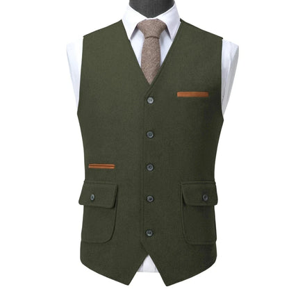 Men's Suit Vest V-Neck Single Button Waistcoat for Wedding, Business & Formal Occasions
