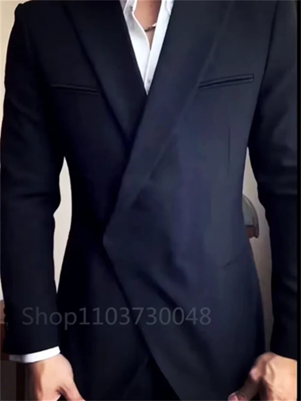 2 Piece Fashion Men Wedding Suits  Groom Tuxedos for Prom Male Suit Smart Casual Clothing Set Peak Lapel Jacket with Pants