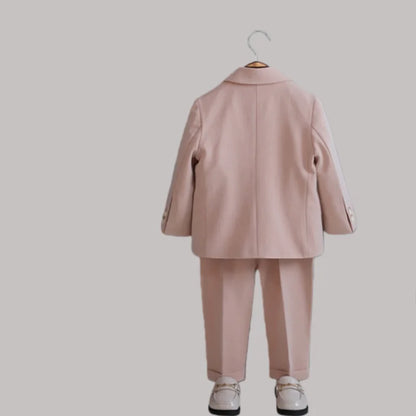 Kids Formal Suit Set Boys Girls Wedding Blazer Multi-Piece Pink Performance Costume