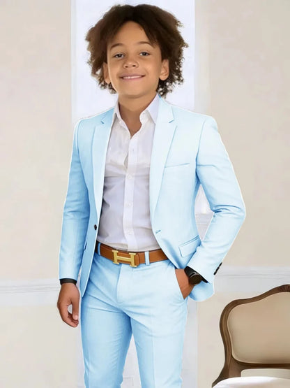 Boys Stylish Suit Set 2 Pieces Piano Performance Wear Ome Button Classy Kids Slim Fit Suits For Wedding Notched lapel Tuxedo