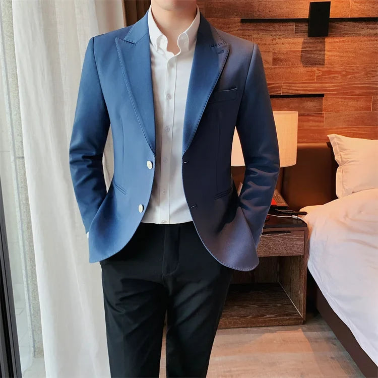 2022 Classic Green Blue Jacket Uniform Groom Tuxedos Mens Wedding Suits Peaked Lapel Man Business Blazer Groomsmen Prom Dress