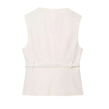 2025 Women's Vest Jackets Cropped Sleeveless Vest Woman Outerwears Belt Summer Casual Coats Black Pink Vest Button Jacket