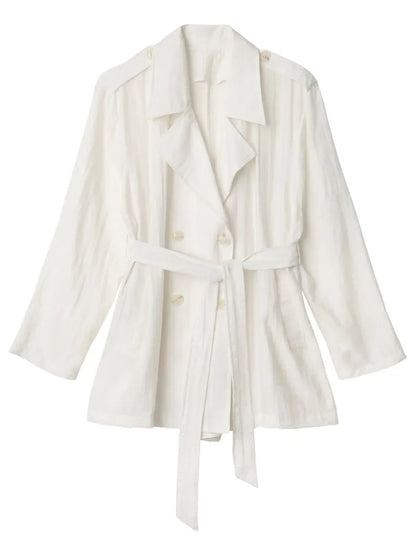 New Women Mid-length Trench Coats Loose Casual Oversized Double Breasted Office Ladies Blazer Jacket Spring Autumn