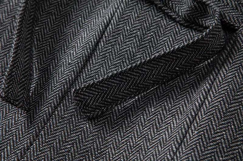 Men's Triple-Breasted Herringbone Tweed Vest – Retro Fake Two-Piece Waistcoat for Weddings & Smart-Casual Occasions