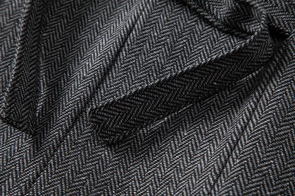 Men's Triple-Breasted Herringbone Tweed Vest – Retro Fake Two-Piece Waistcoat for Weddings & Smart-Casual Occasions