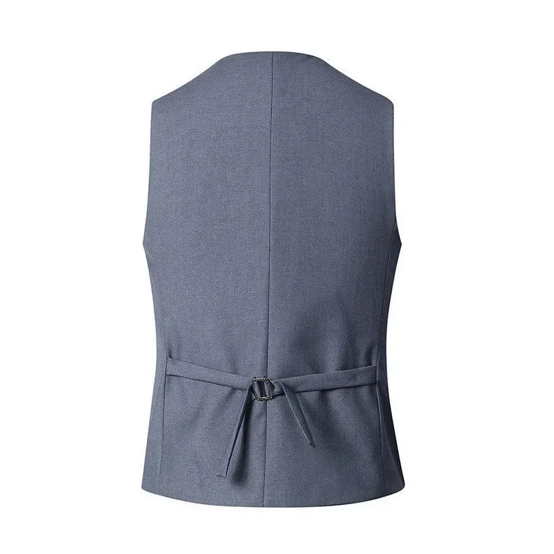 Men's Slim Fit Suit Vest – Single Breasted Waistcoat in Black, Grey & Navy Blue for Business & Formal Occasions