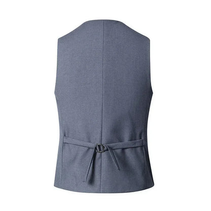 Men's Slim Fit Vest Single Breasted Business Waistcoat Black Grey Navy Blue