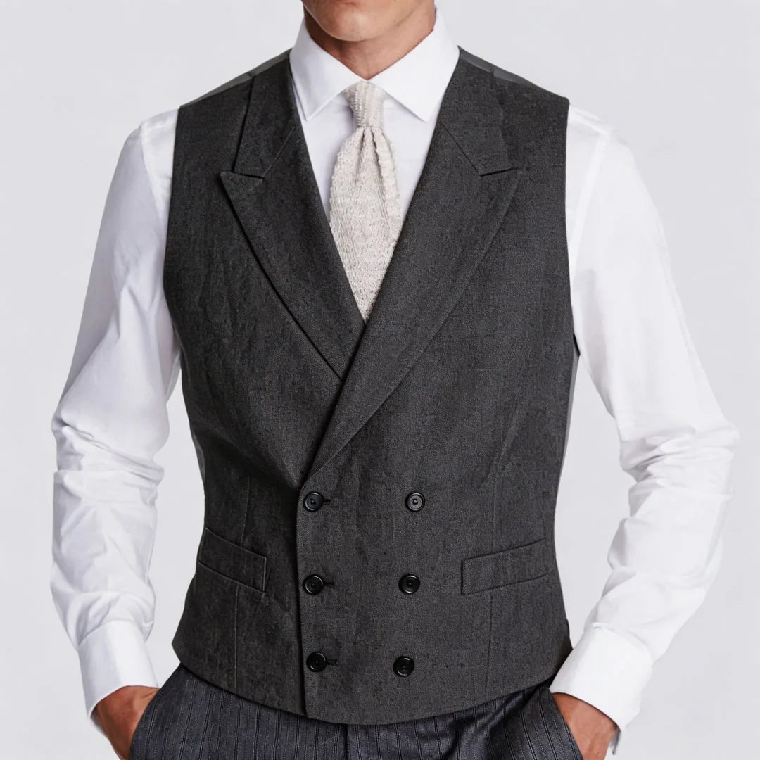 Men's Formal Vest Double Breasted Lapel Waistcoat for Weddings and Business