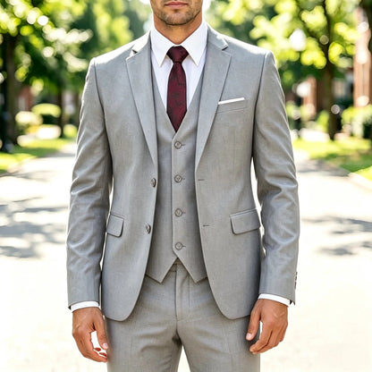 Costume Homme Slim 3 Pièces Blazer Gilet et Pantalon Ensemble de Smoking Élegant de Haute Qualité Robe de Mariage Affaires