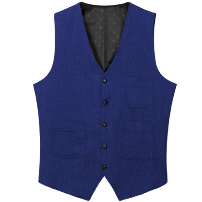 Men's Vest Herringbone Single Button Waistcoat for Wedding Business Casual