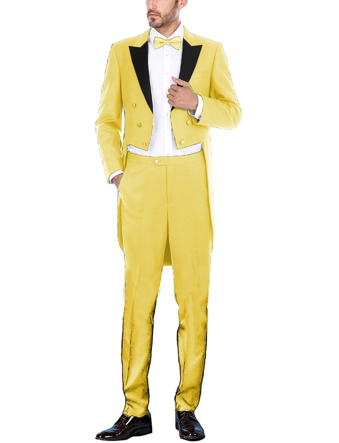 Classic Men Suits Solid Long Tailcoat Wedding Groom Tuxedos Morning Dinner Groomsmen Fromal Party Suits 2 Pieces Blazer Pants