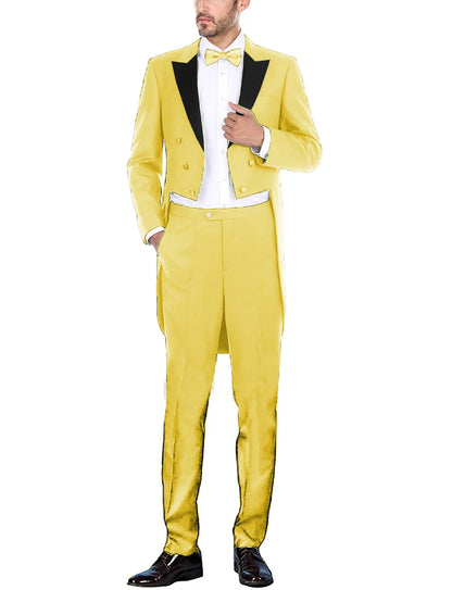 Classic Men Suits Solid Long Tailcoat Wedding Groom Tuxedos Morning Dinner Groomsmen Fromal Party Suits 2 Pieces Blazer Pants