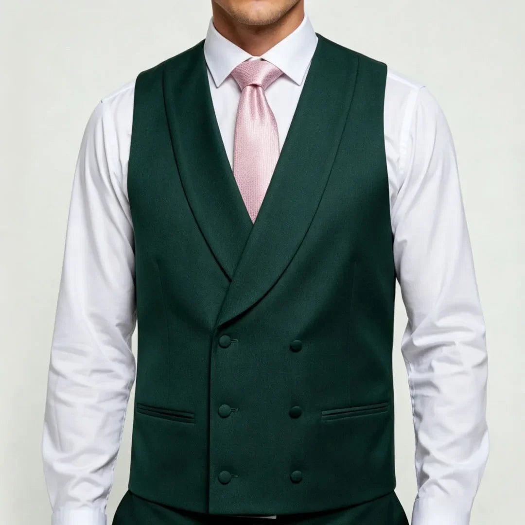Men's Double Breasted Vest – Formal Lapel Waistcoat for Wedding & Business