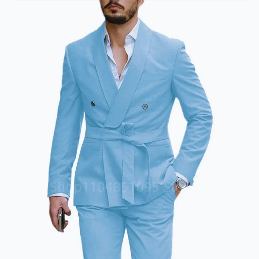 Slim Fit Shawl Lapel Men's Wedding Suits 2 Piece Formal Business Groom Wear Fashion Style Blazer Pants Tuxedos Costume Homme