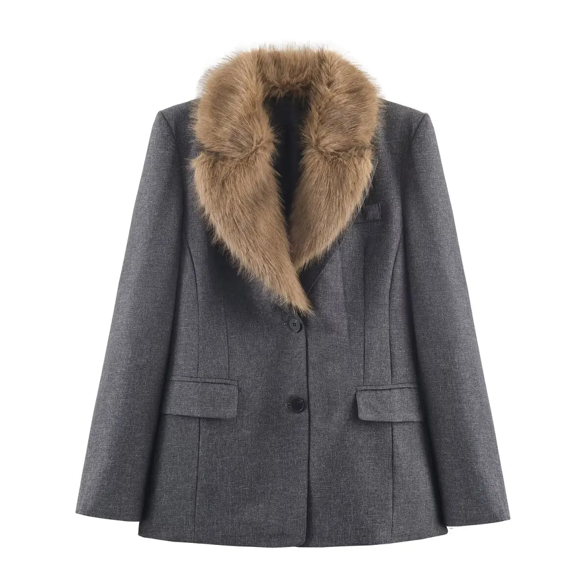 Woman Spring Fashion Casual Coats Solid Turn-Down Collar Long Sleeves Pockets Single Breasted Female Street Style Blazers