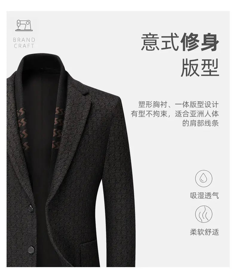 2026 Blazer's New Men's Fashion Business Outdoor Banquet Versatile Wedding Hosting Dress, Actor Gentleman Casual Scarf Blazer